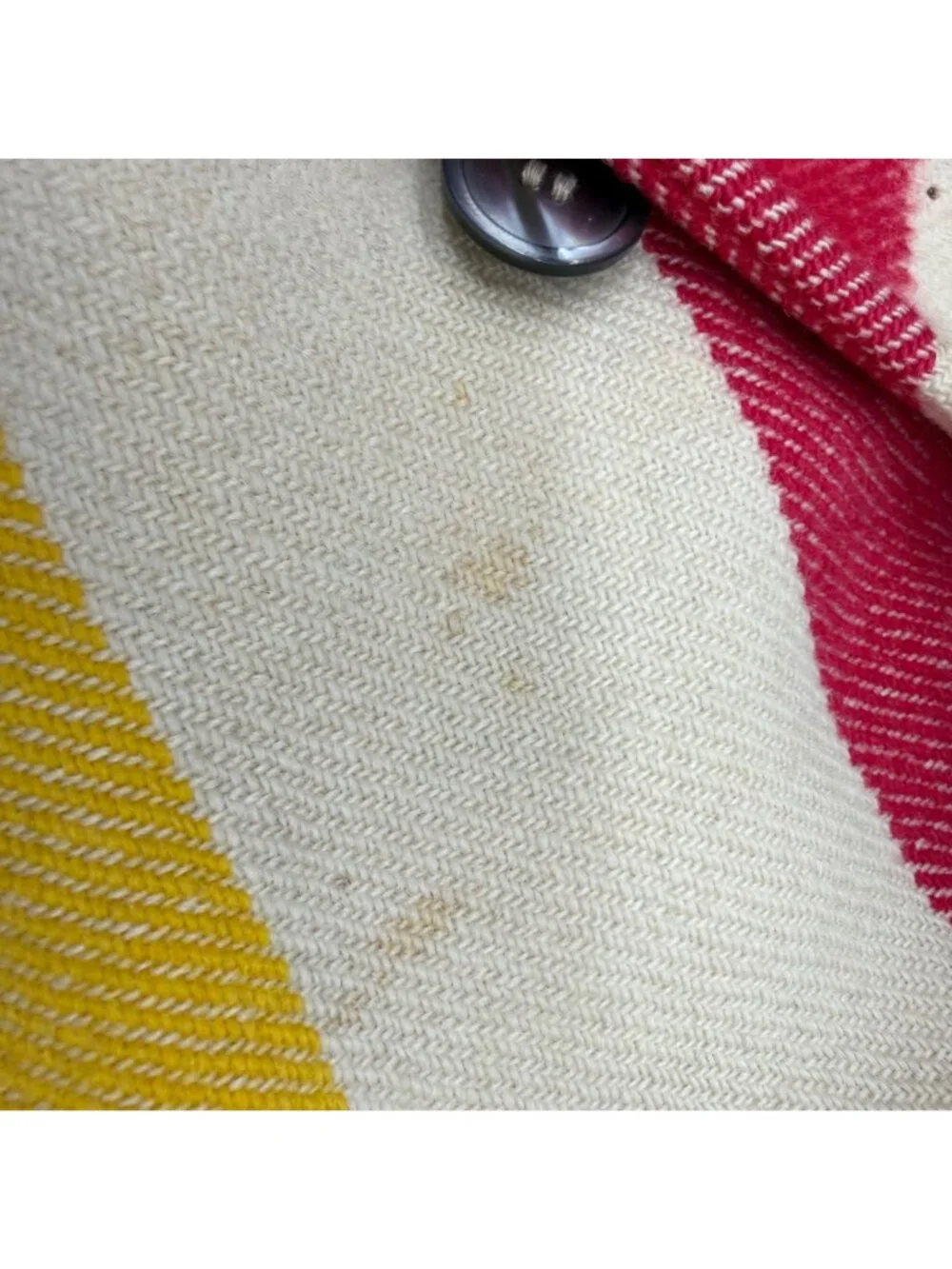 Vintage Hudsons Bay 4 Point Wool Blanket Coat Double Breasted Stripes Canada 70s